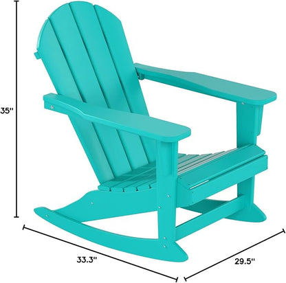 WestinTrends Malibu Outdoor/Patio Poly Adirondack Rocking Chair, Turquoise
