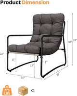 Outdoor Accent Chair, Modern Metal Outdoor Lounge Chair, Comfy Patio Accent Chair with Padded Seat - Photo 3