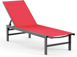 Outdoor Lounge Chair for Pool, Aluminum Chaise Lounge Chairs with 5-Position Recliner, Patio Lounge Chair for Backyard - Photo 1