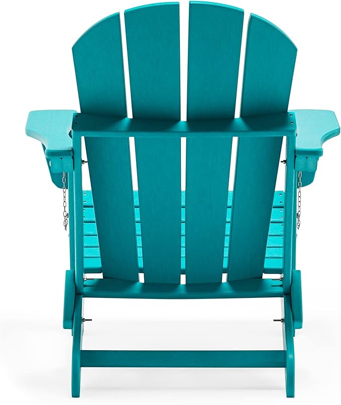 WO Home Furniture 3pc Set - HDPE Poly Adirondack Chair with Ottoman/Footrest and Square Side Table, All Weather and UV Resistant for Outdoor Patio Backyard, Garden, Turquoise