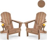 Ciokea Folding Adirondack Chair 2 Pack, Patio Adirondack Chair Weather Resistant, Plastic Fire Pit Chair with Cup Holder - Photo 1