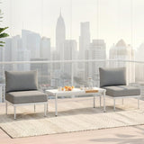 Sundale Outdoor 3 Pieces Patio Furniture Set, Metal Outdoor Sectional Sofa with Coffee Table - Photo 8