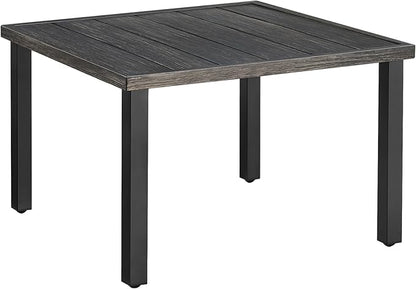 ONBRILL Small Outdoor Coffee Table, 28 Inch Square Patio Coffee Table, Metal Coffee Table for Porch, Backyard, Poolside, Balcony - Brown