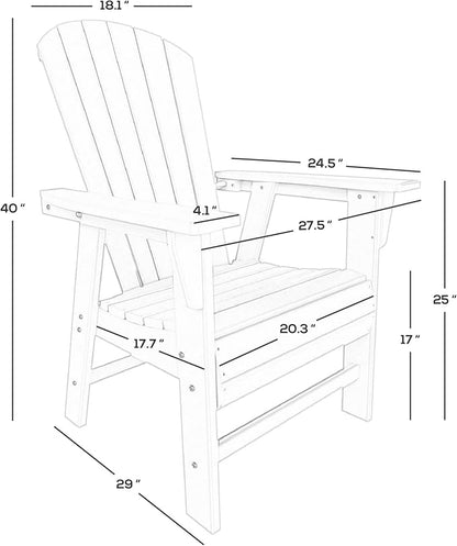 WestinTrends Dylan Outdoor Patio Shell-Back Adirondack Dining Chair Weather Resistant White
