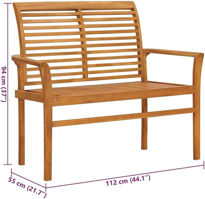 Garden Bench Teak Brown Solid Teak Wood, 100% Polyester Fabric,Solid Teak Garden Bench with Comfortable Cushion Durable&Stylish Patio Furniture for Gardens and Balconies Patio Furniture