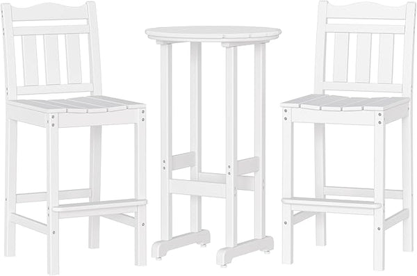 nalone Outdoor Bar Chairs and Table Set, HDPE Balcony Adirondack Chairs and Table 3 Pieces Set - Photo 1