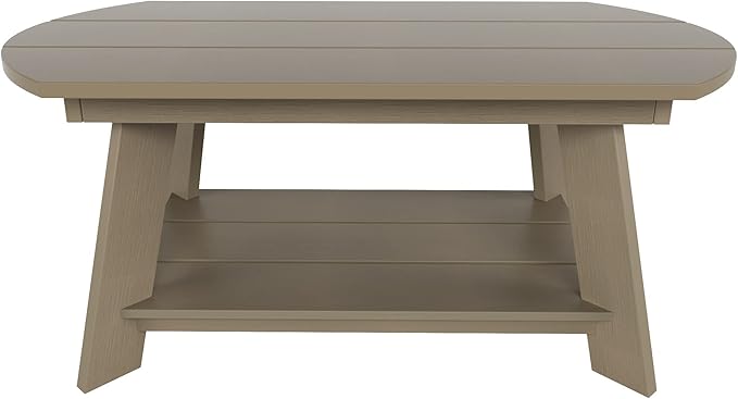 WestinTrends Tuscany Outdoor Coffee Table, All Weather HIPS 2 Tier Patio Adirondack Coffee Table, Taupe