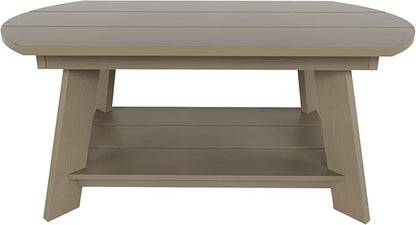 WestinTrends Tuscany Outdoor Coffee Table, All Weather HIPS 2 Tier Patio Adirondack Coffee Table, Taupe
