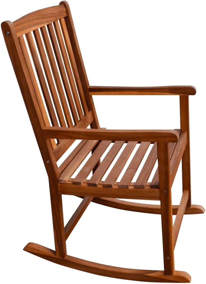 Terrace Garden Outdoor Sun Lounger,Home Lunch Breathable Leisure Chair,Outdoor Rocking Chair Acacia Wood
