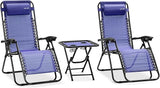 SereneLife Outdoor Zero Gravity Lounge Chair Set with Table – 2 Adjustable Recliners with Cup Holders, Headrest - Photo 1