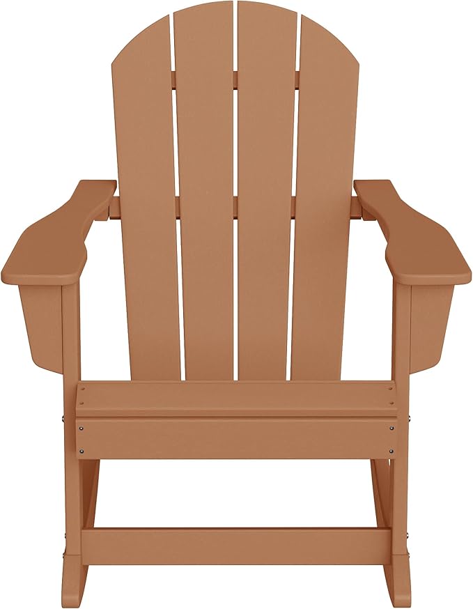 WO WESTIN OUTDOOR HDPE Laguna Outdoor Rocking Poly Adirondack Chair, Teak