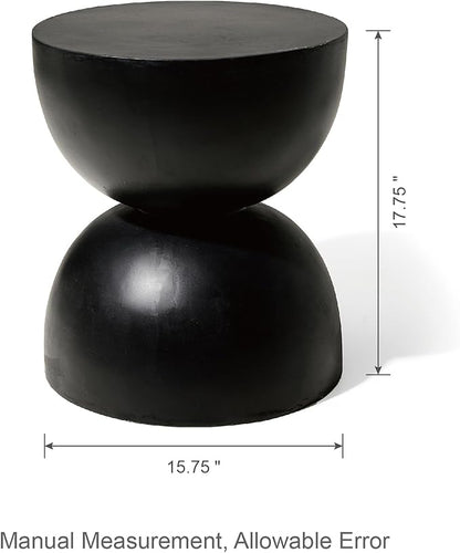 Glitzhome Outdoor Side Tables Set of 2, Heavy Duty Patio Sturdy Faux Terrazzo Decorative Garden Stool Planter Stand for Indoor Covered Outdoor, 17.75" H, Black