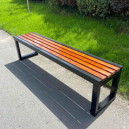 Porch Benches Outdoor Patio Seating Weatherproof Garden Bench 31" Metal Frame Park Bench for Yard Patio Entryway Outside(Brown,Length 59")