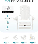 Ciokea Folding Adirondack Chair Wood Texture, Patio Adirondack Chair Weather Resistant - Photo 4