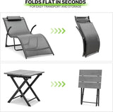 Magshion Outdoor Chaise Lounge Chair Set of 2 with Folding Side Table - Photo 8