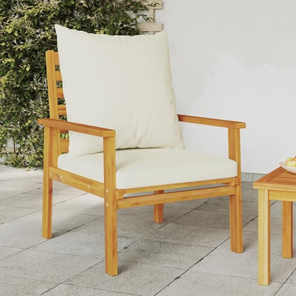 Solid Acacia Wood Garden Sofa Chair Set with Cushions for Outdoor and Indoor Use, Modern Patio Furniture - Photo 1