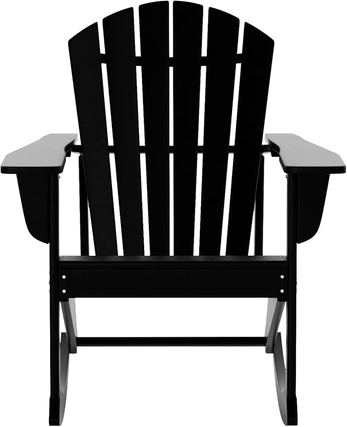 WestinTrends Dylan Outdoor Patio Poly Plastic Adirondack Rocking Chair, Black