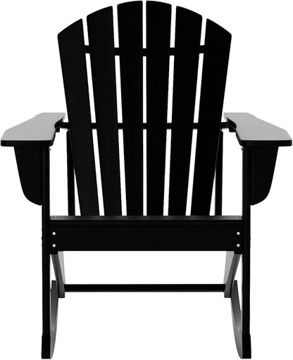 WO WESTIN OUTDOOR HDPE Altura Outdoor Rocking Poly Adirondack Chair, Black