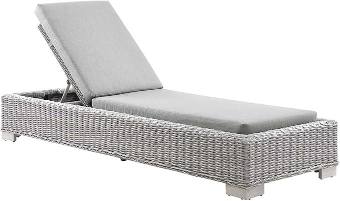 Conway Outdoor Patio Wicker Rattan Chaise Lounge in Light Gray Gray