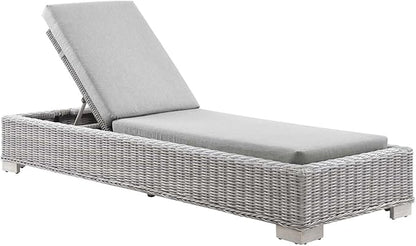 Conway Outdoor Patio Wicker Rattan Chaise Lounge in Light Gray Gray