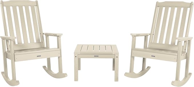 highwood AD-KITRKCH1-WAE Lehigh 2 Rocking Chairs with Adirondack Side Table, Whitewash