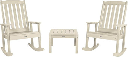 highwood AD-KITRKCH1-WAE Lehigh 2 Rocking Chairs with Adirondack Side Table, Whitewash