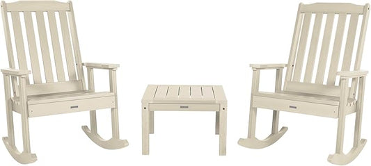 highwood AD-KITRKCH1-WAE Lehigh 2 Rocking Chairs with Adirondack Side Table, Whitewash