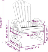 Solid Fir Wood Adirondack Chair with Burnt Wood Finish for Outdoor Relaxation and Patio Seating - Photo 2