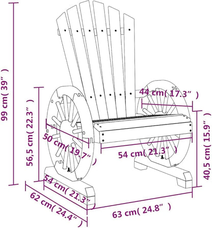 Solid Fir Wood Adirondack Chair with Burnt Wood Finish for Outdoor Relaxation and Patio Seating, Ergonomic Design and Weather-Resistant Construction