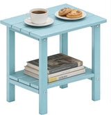 OTSUN Adirondack Outdoor Side Table, 16" HDPE Patio Side Table with Shelf - Photo 1
