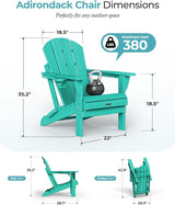 Ciokea Folding Adirondack Chair 6 Pack, Patio Adirondack Chair Weather Resistant, Plastic Fire Pit Chair with Cup Holder - Photo 2