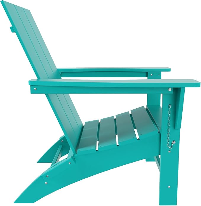 WO Home Furniture HDPE Adirondack Chair Folding Poly Lumber All Weather UV/Fade Resistant Heavy Duty for Patio, Backyard, Balcony, Garden, Lawn (Turquoise)…