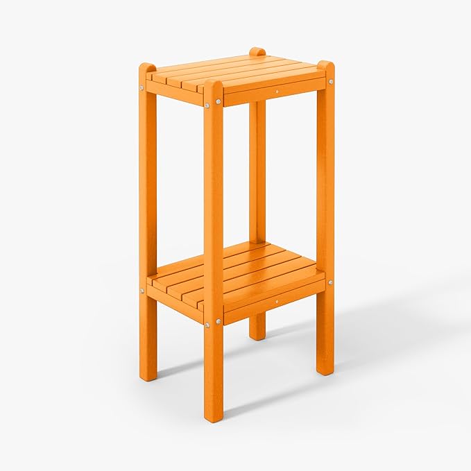 WestinTrends Malibu 36" Outdoor Adirondack HDPE 2-Tier Patio Side Table, Orange