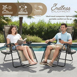 Adjustable Zero Gravity Lounge Chair with Steel Mesh Fabric: Reclining Lawn Chair Featuring Comfort Pillow - Photo 3
