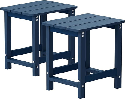 MXIMU Outdoor Side Table for Patio: 16" HIPS Weatherproof Adirondack Table Set of 2 - Small End Tables for Outside Porch Deck Pool Balcony Backyard - Easy Assembly No Maintenance Navy Blue