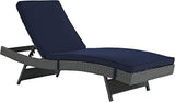 Modway Sojourn Wicker Rattan Outdoor Patio Sunbrella Fabric Chaise Lounge in Canvas Navy - Photo 4