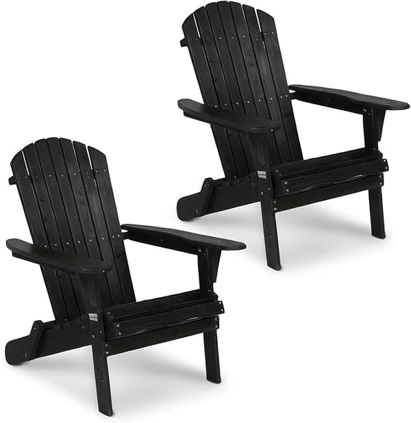 VINGLI Folding Adirondack Chairs Set of 2, Wood Adirondack Chair for Outdoor, Foldable Fire Pit Chairs for Patio, BBQ - Photo 1