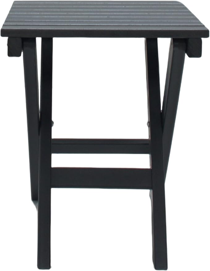 Outdoor Side Table Patio HDPE Small Outside Plastic Folding End Tables for Porch, Patio, Adirondack, Pool, Indoor, Deck, Balcony, Coffee, Black