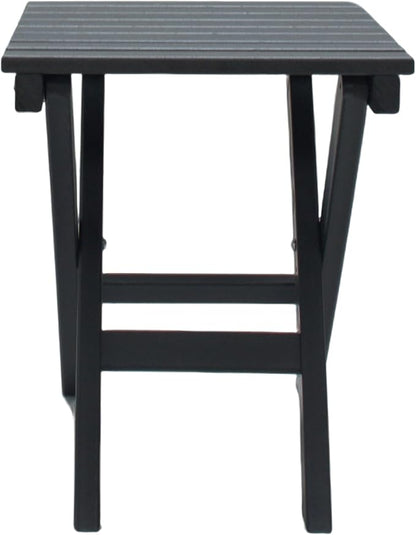Outdoor Side Table Patio HDPE Small Outside Plastic Folding End Tables for Porch, Patio, Adirondack, Pool, Indoor, Deck, Balcony, Coffee, Black