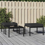Black and Grey Powder-Coated Steel Garden Footstool with Weather-Resistant Polyester Foam Cushions - Photo 1