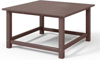 WestinTrends Malibu Low Outdoor HDPE Square Patio Coffee Table, Dark Brown