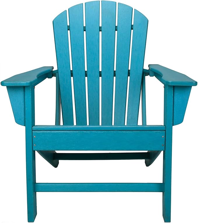 UV Protected HDPE Indoor and Outdoor Adirondack Plastic Lounge Patio Porch Deck Beach Chair for Kids and Adults, Turquoise