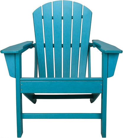 UV Protected HDPE Indoor and Outdoor Adirondack Plastic Lounge Patio Porch Deck Beach Chair for Kids and Adults, Turquoise
