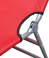 Red Folding Sun Lounger Outdoor 74.4" Long Powder-Coated Steel Frame Adjustable Headrest Portable Beach Patio Poolside - Photo 6