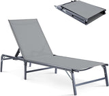 Outdoor Chaise Lounge Chair, Foldable & Assemble-Free, 6 Adjustable Positions, Durable Rust-Resistant Frame - Photo 1