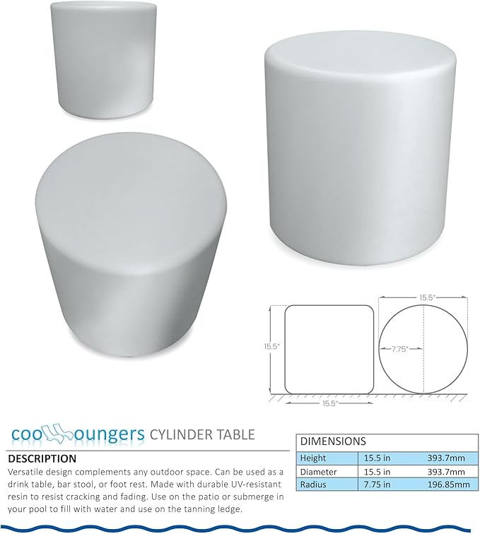 in Pool Chaise Lounge Chairs Set of 2 with Cylinder Side Table for Baja Sun Tanning Shelf Ledge, Handy Cup Holder - Photo 4