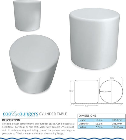 in Pool Chaise Lounge Chairs Set of 2 with Cylinder Side Table for Baja Sun Tanning Shelf Ledge, Handy Cup Holder, Suitable for Use in Water up to 6 Inches Deep, White