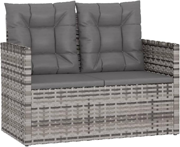 Patio Bench with Cushions Gray 41.3" Poly Rattan Deck Bench Outdoor Bench Garden Bench Porch Bench for patios, Gardens - Photo 1