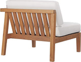 Modway Bayport Outdoor Patio Teak Wood Right-Arm Chair in Natural White - Photo 5