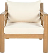 Christopher Knight Home Jamaia Outdoor Acacia Wood Club Chair, Patio Armchair with Thick Beige Cushions - Photo 4